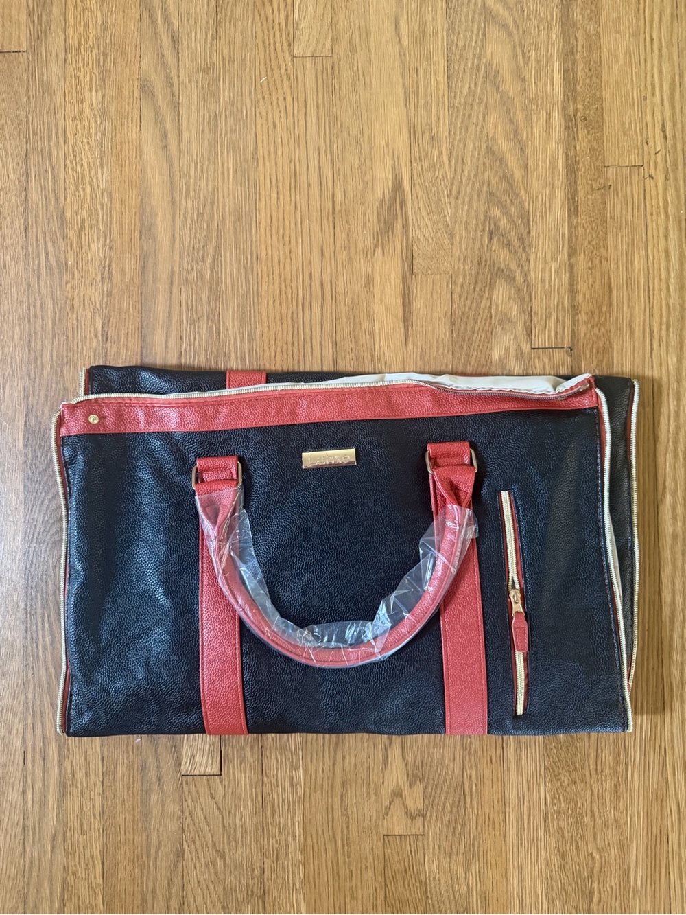 Black and Red Men's Duffel Bag with Accent Trim